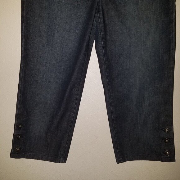 Ann Taylor Denim Capris Cropped Jeans Curvy Fit Lindsay Waist Size 6 Dark Wash - Picture 3 of 8